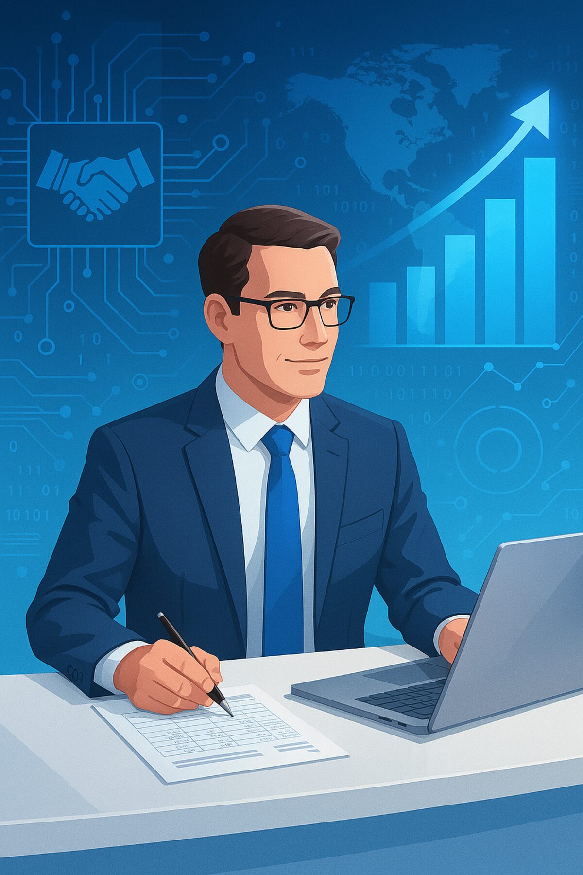Relatórios financeiros e gráficos em laptop e mesa de trabalho